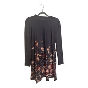 Gray Floral Mock Neck Mini Dress MEDIUM